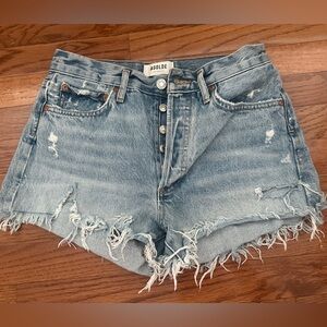 AGOLDE Parker Shorts Womens 25 Light Blue Swap Meet Wash Cut Off Distressed